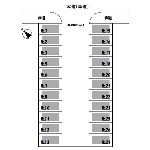 ワイズ・羽島市福寿 第1駐車場の駐車配置図