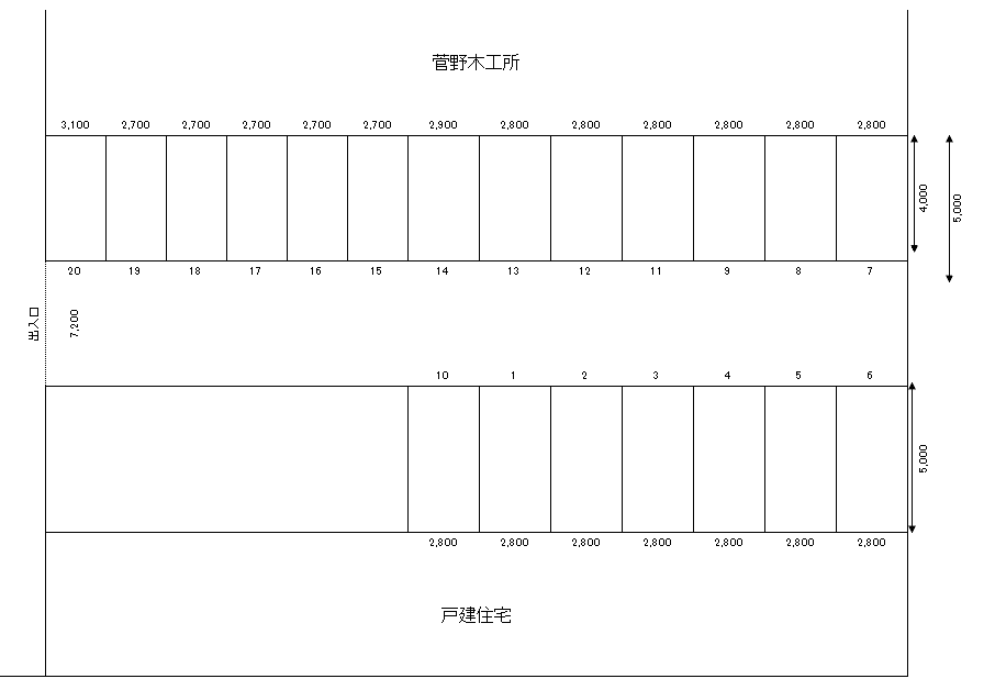 第５１駐車場の駐車配置図