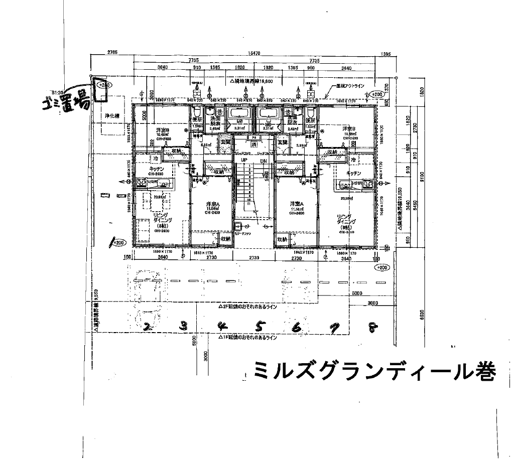 ミルズグランディール巻駐車場の駐車配置図
