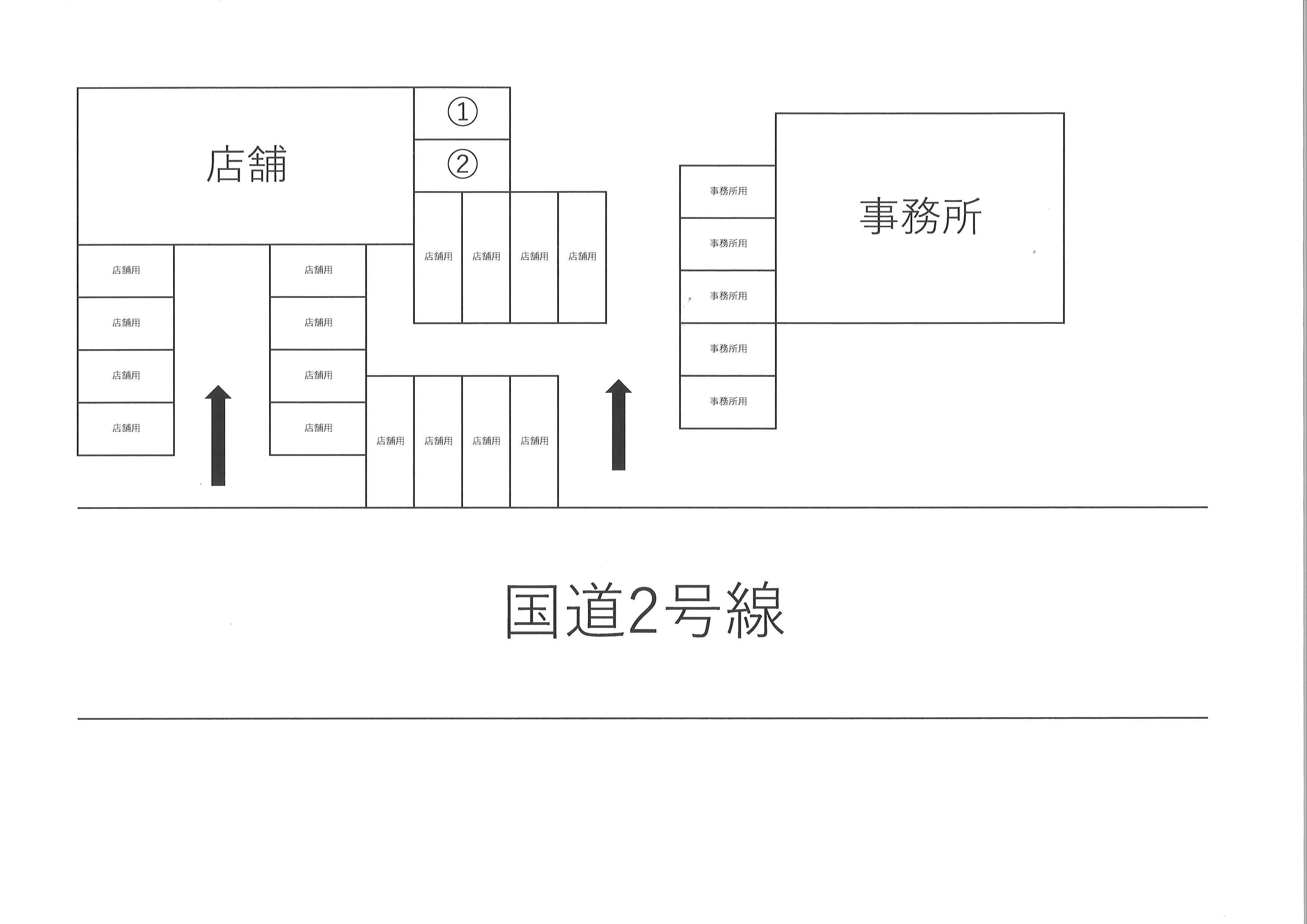 錦見1丁目K店舗月極の駐車配置図