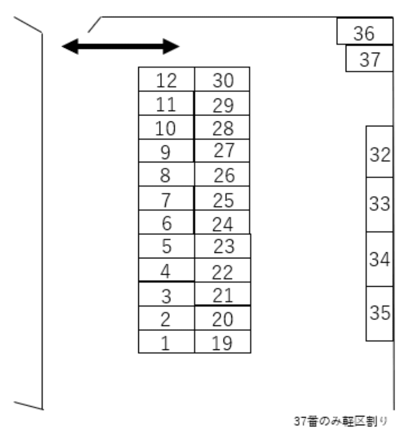 グランメリーサイド駐車場の駐車配置図