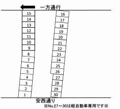 安西パーキングの駐車配置図