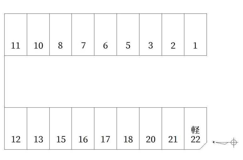 山の森ガレージの駐車配置図