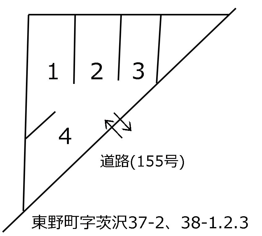 東野町字茨沢37-2、38-1.2.3の駐車配置図