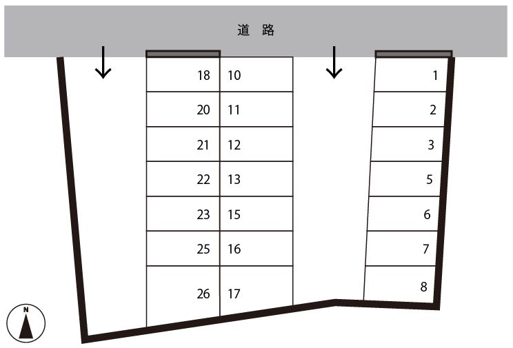 日和モータープールの駐車配置図