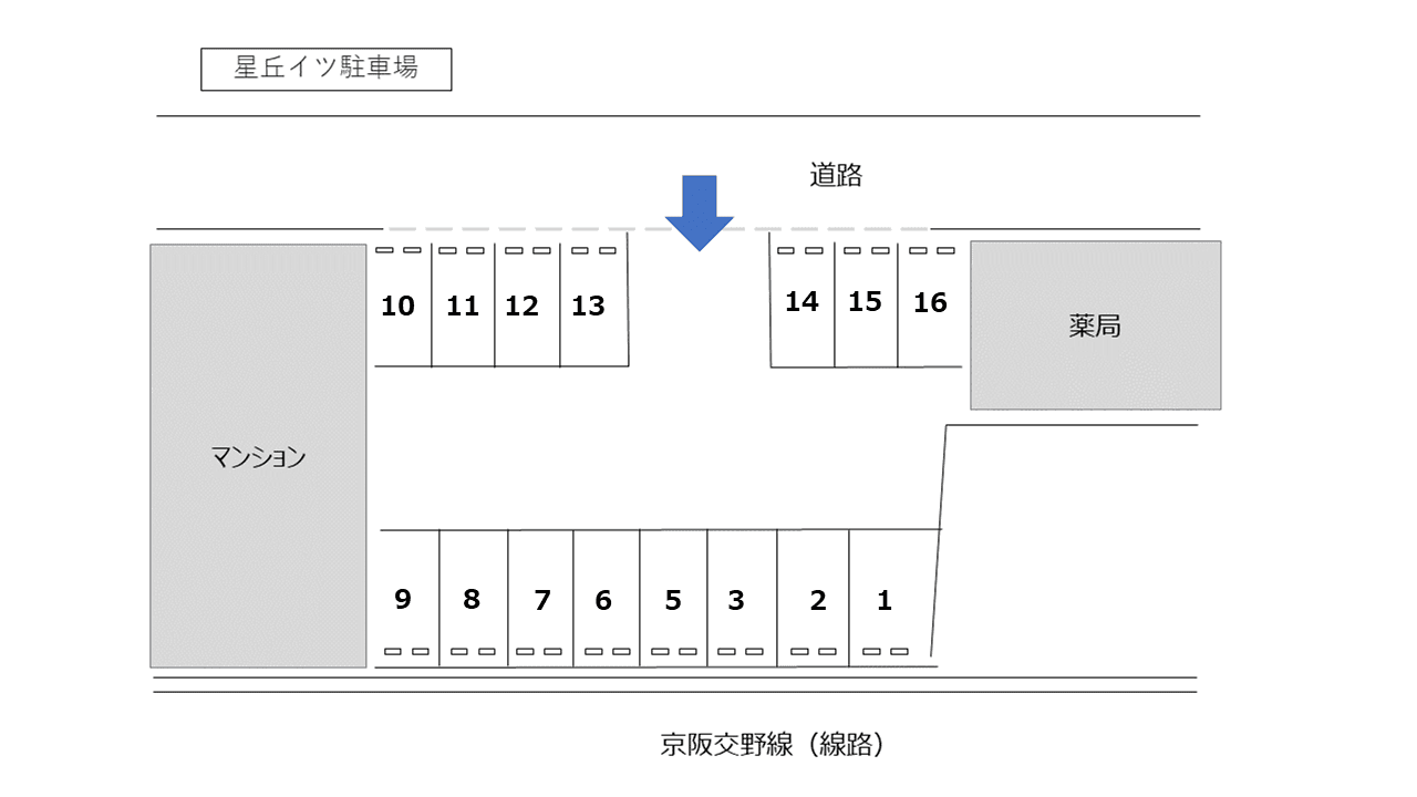 星丘イツ駐車場の駐車配置図