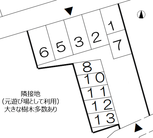 長谷川駐車場（ちびっこ遊び場）の駐車配置図