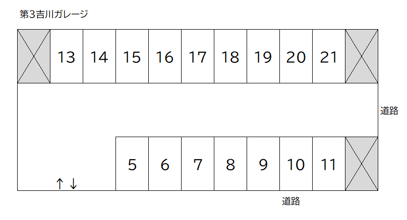 第三吉川ガレージの駐車配置図