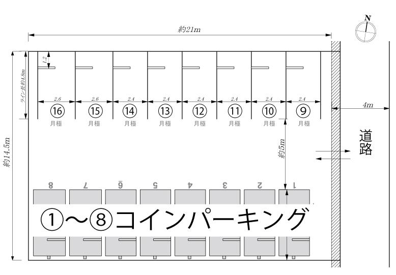 ホットハウス上杉第１０パーキングの駐車配置図