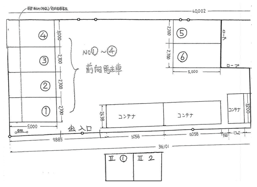 原新町Ⅱ駐車場の駐車配置図