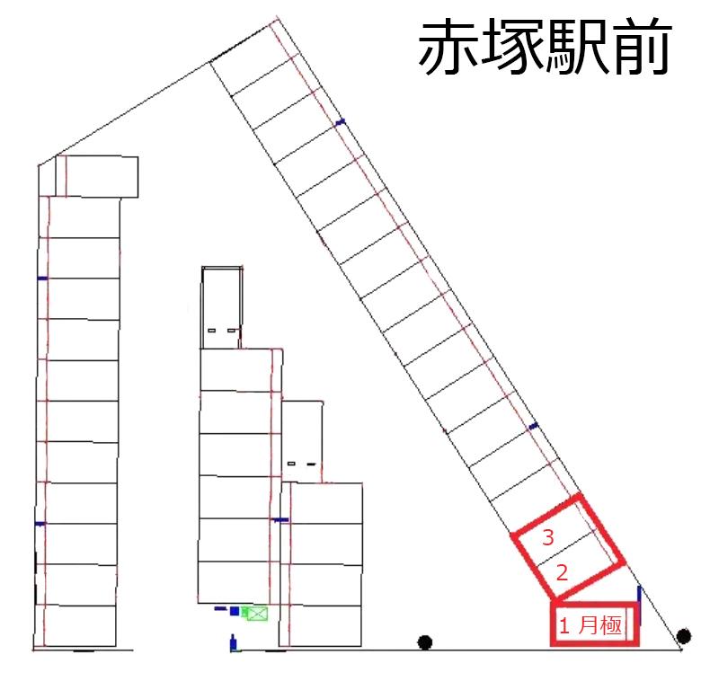 赤塚駅前の駐車配置図
