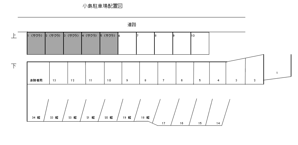 小島町駐車場　上の駐車配置図
