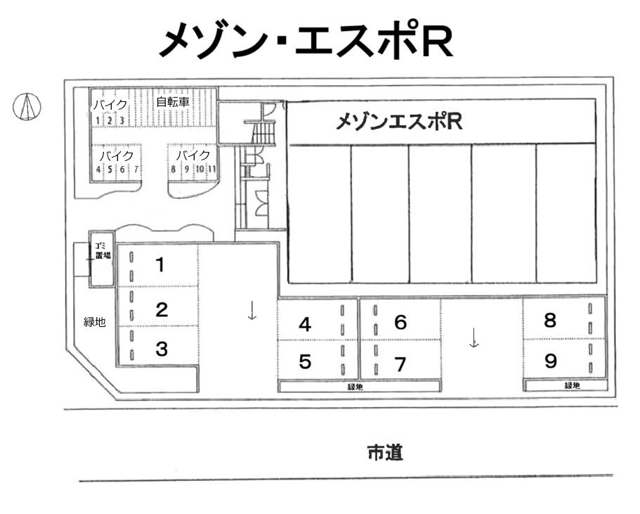 メゾンエスポＲの駐車配置図