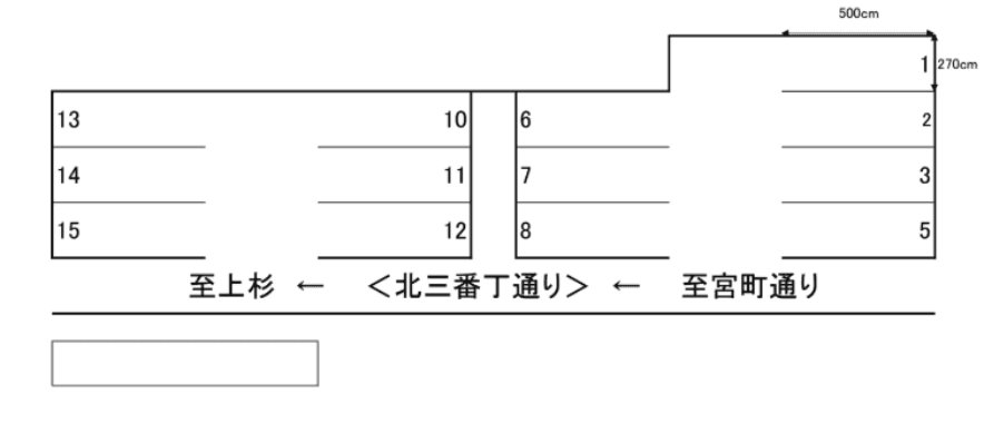宮町カーポートの駐車配置図
