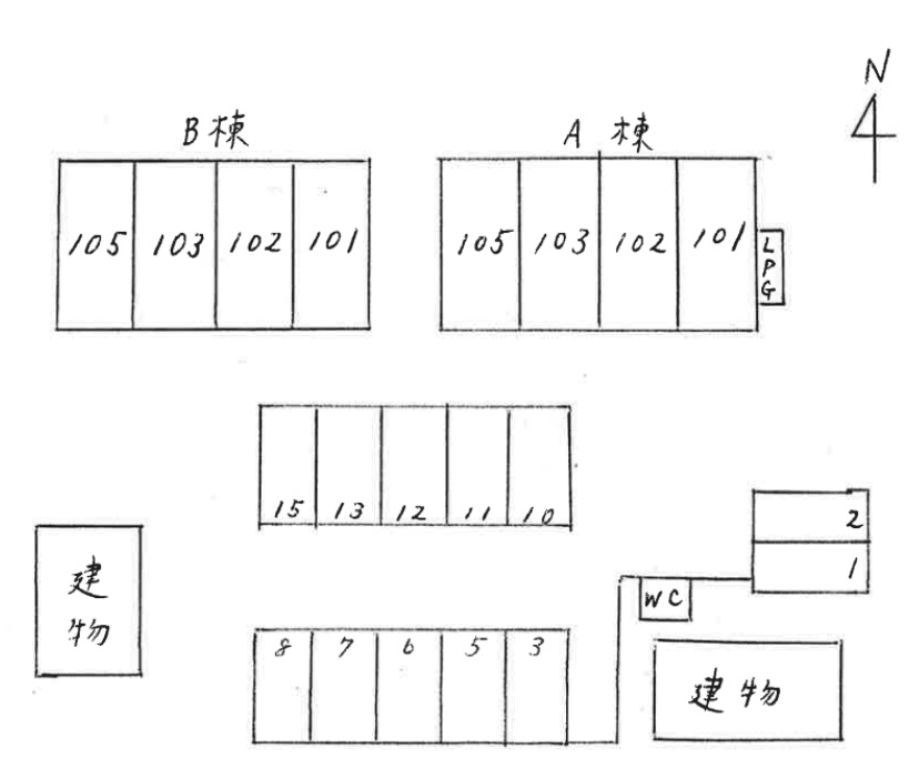 ハイツ ヤマザキＡの駐車配置図
