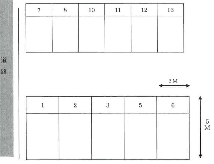 成子ガレージ尾崎871の駐車配置図