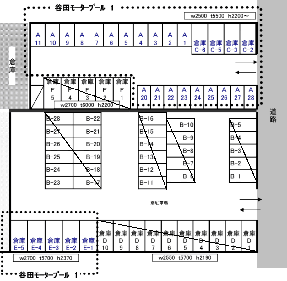 谷田モータープール１の駐車配置図