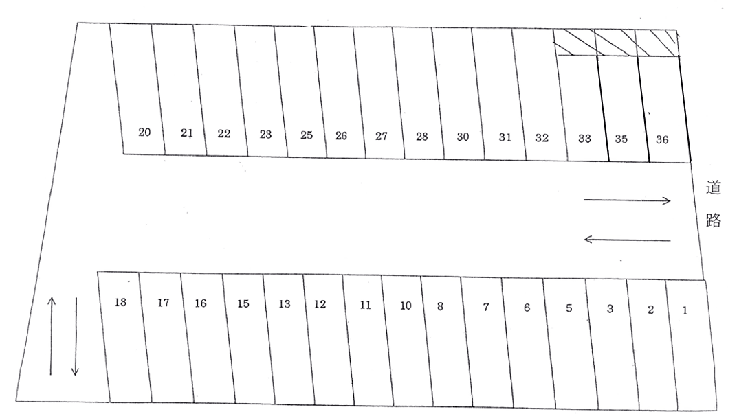 土器第一駐車場の駐車配置図