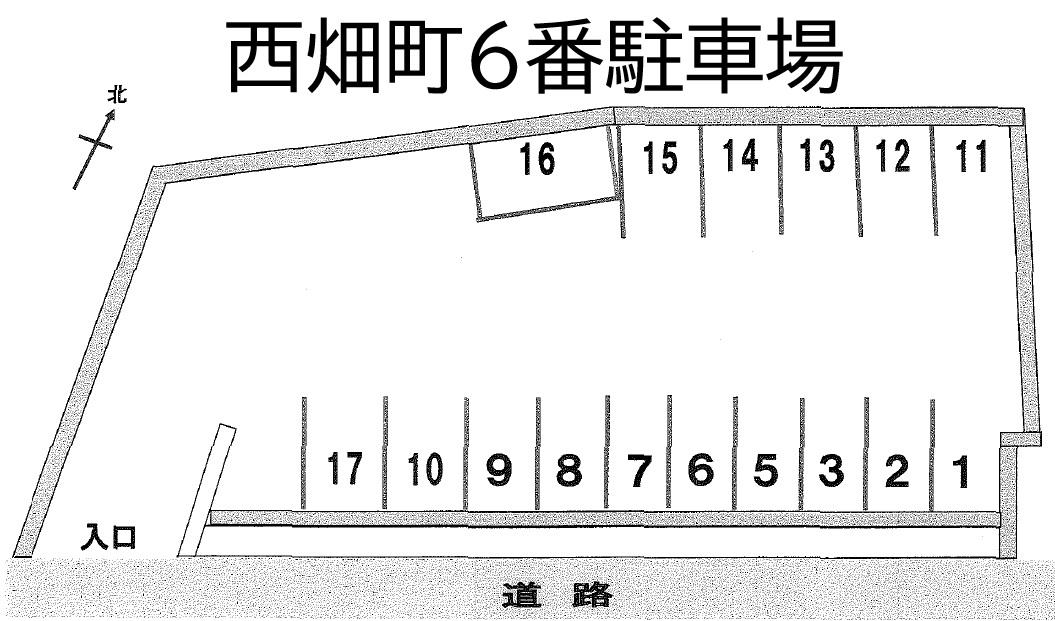 西畑町6番駐車場の駐車配置図