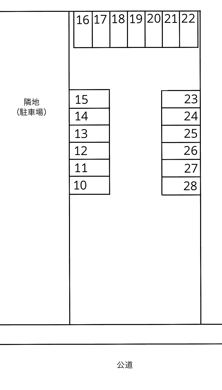 ダイヤモンドパーキングの駐車配置図