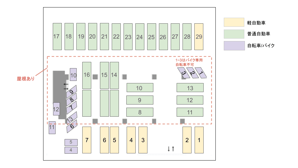 トーマス南上原の駐車配置図