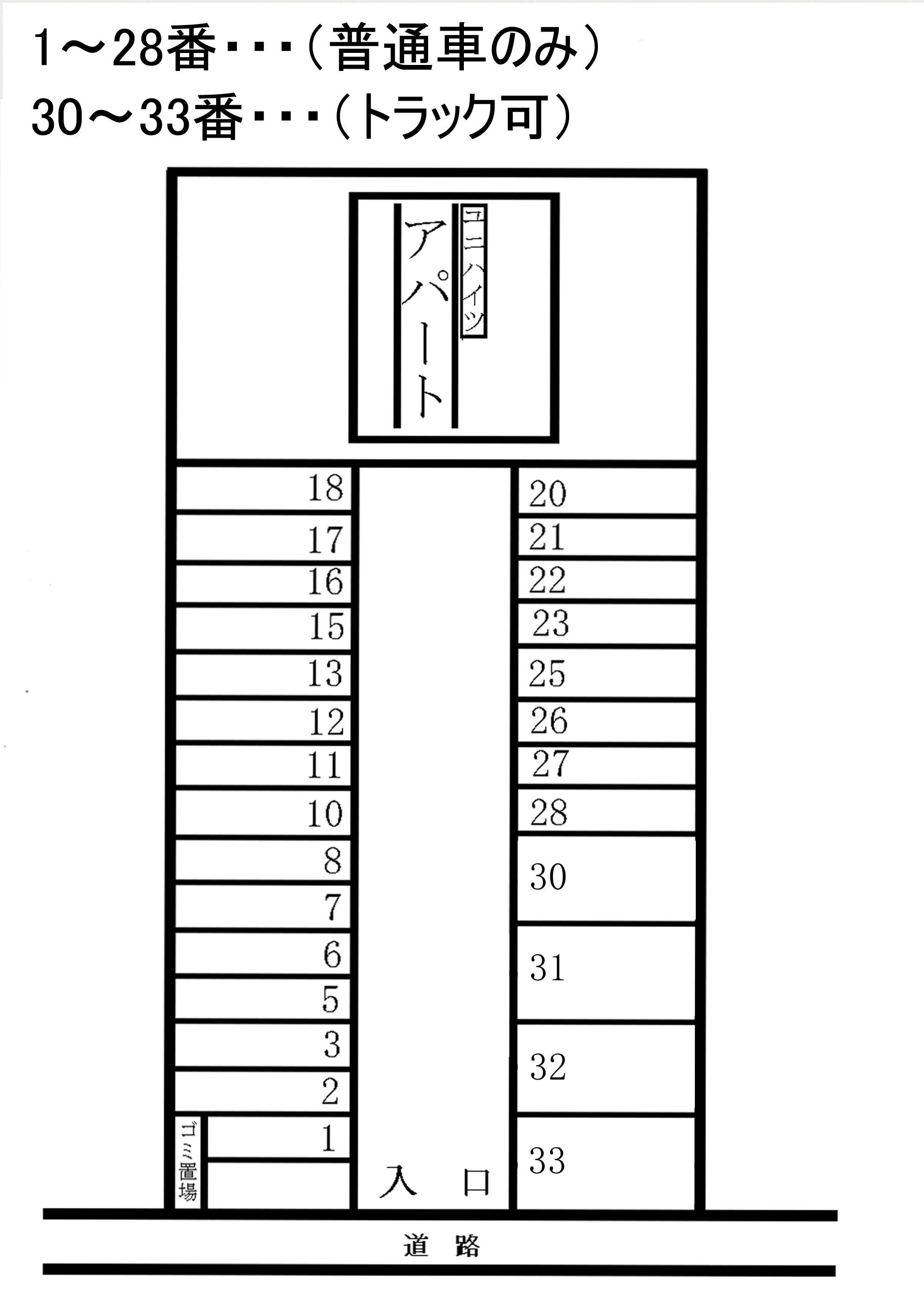 ユニハイツ駐車場の駐車配置図