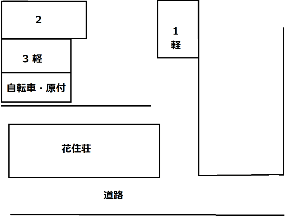 花住荘　敷地内駐車場の駐車配置図