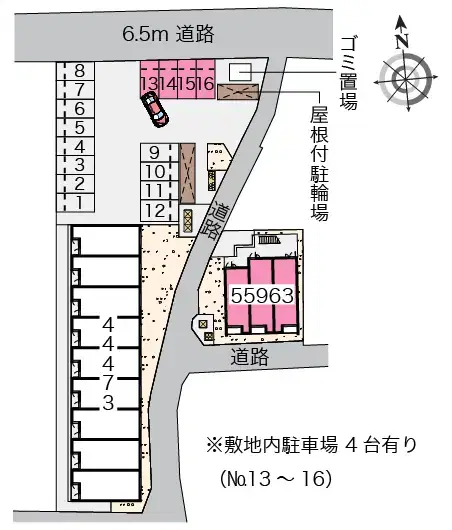 クレイノエアルⅡ(55963)　敷地外駐車場の駐車配置図