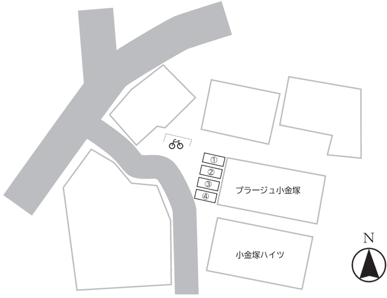 プラージュ黄金塚の駐車配置図