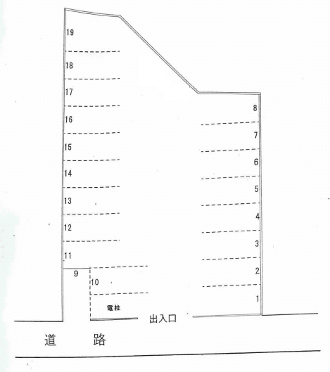 桧原6丁目公園前駐車場の駐車配置図