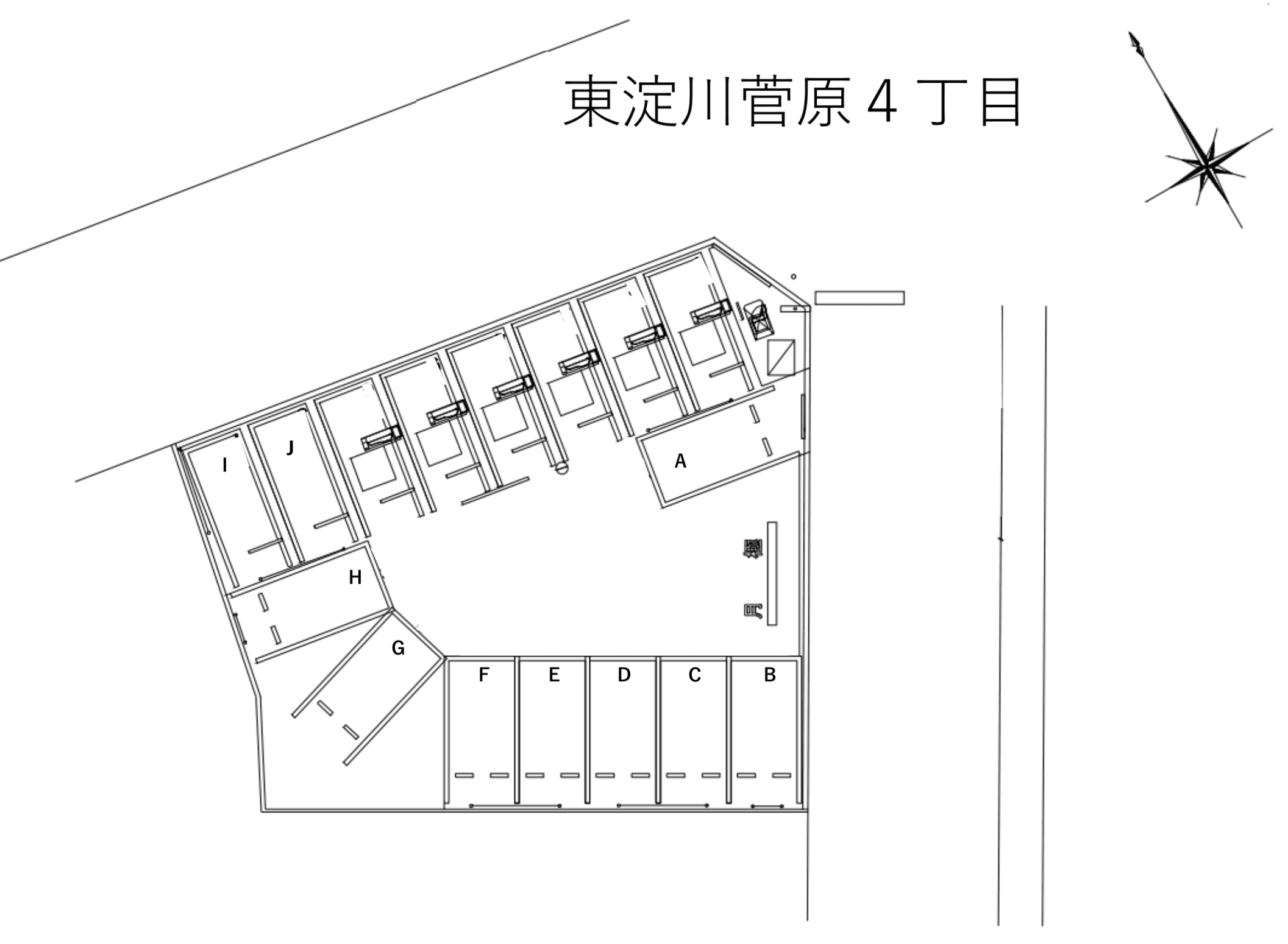 東淀川菅原４丁目の駐車配置図
