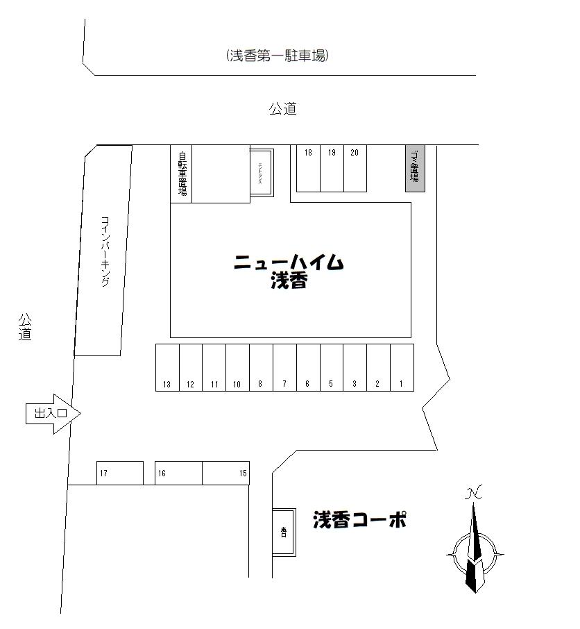 浅香マンション駐車場の駐車配置図