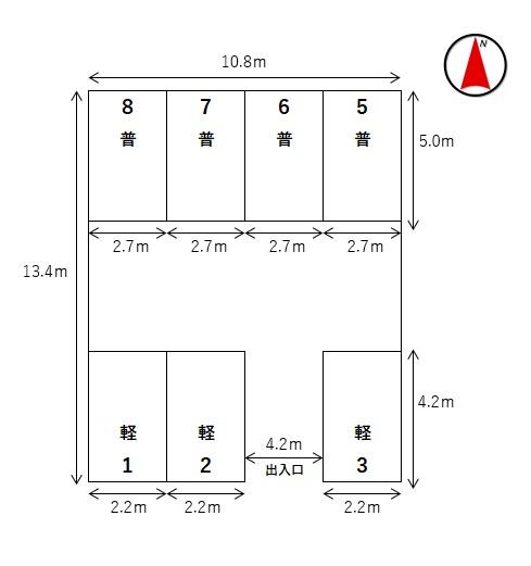 細田第32モータープールの駐車配置図