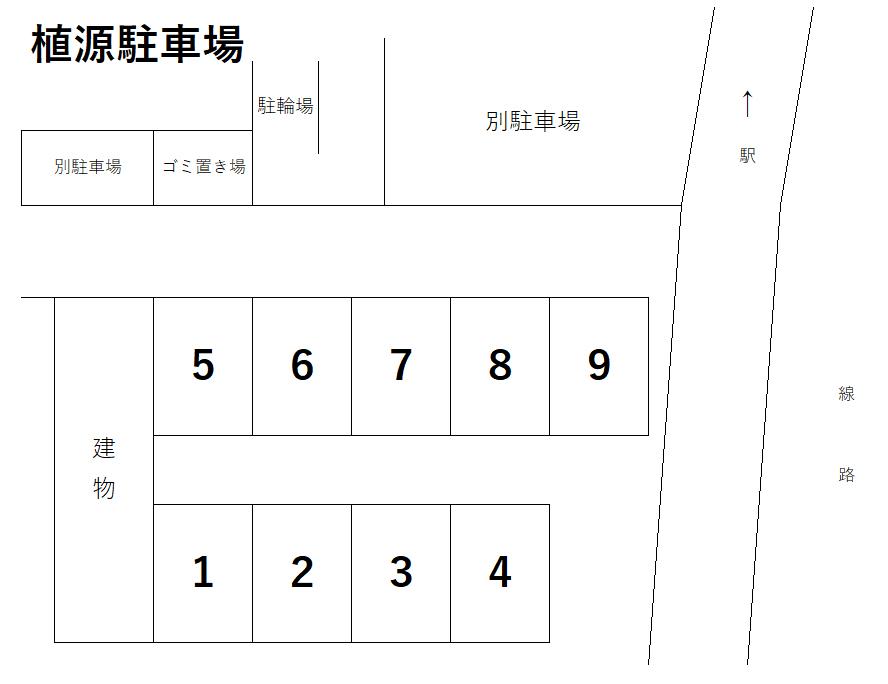 植源駐車場の駐車配置図