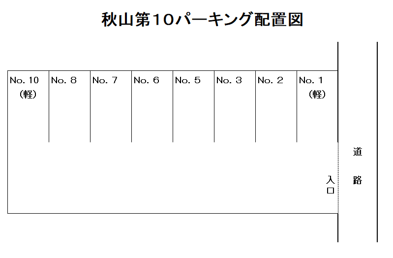 秋山第10パーキングの駐車配置図