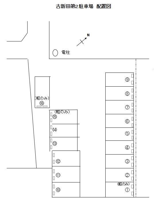 古新田第２駐車場の駐車配置図