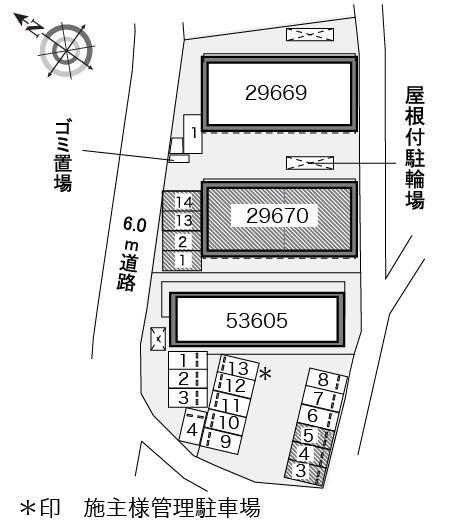 パピヨンＢ(29670)　敷地外駐車場の駐車配置図
