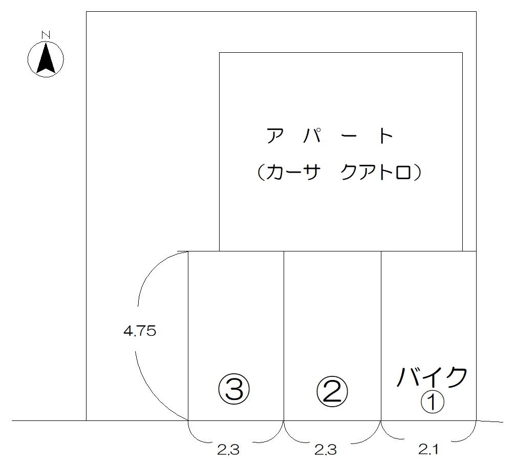 カーサクアトロ　駐車場の駐車配置図