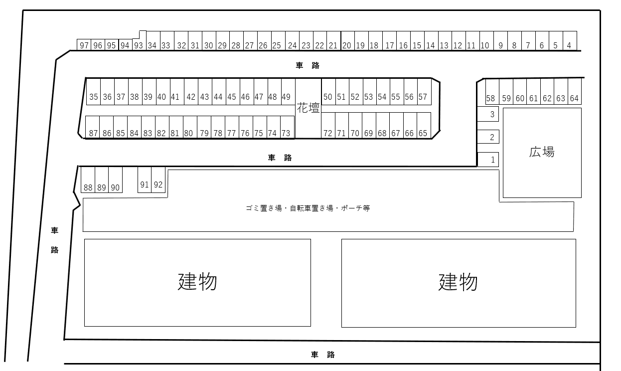 グランヴィル百道駐車場の駐車配置図