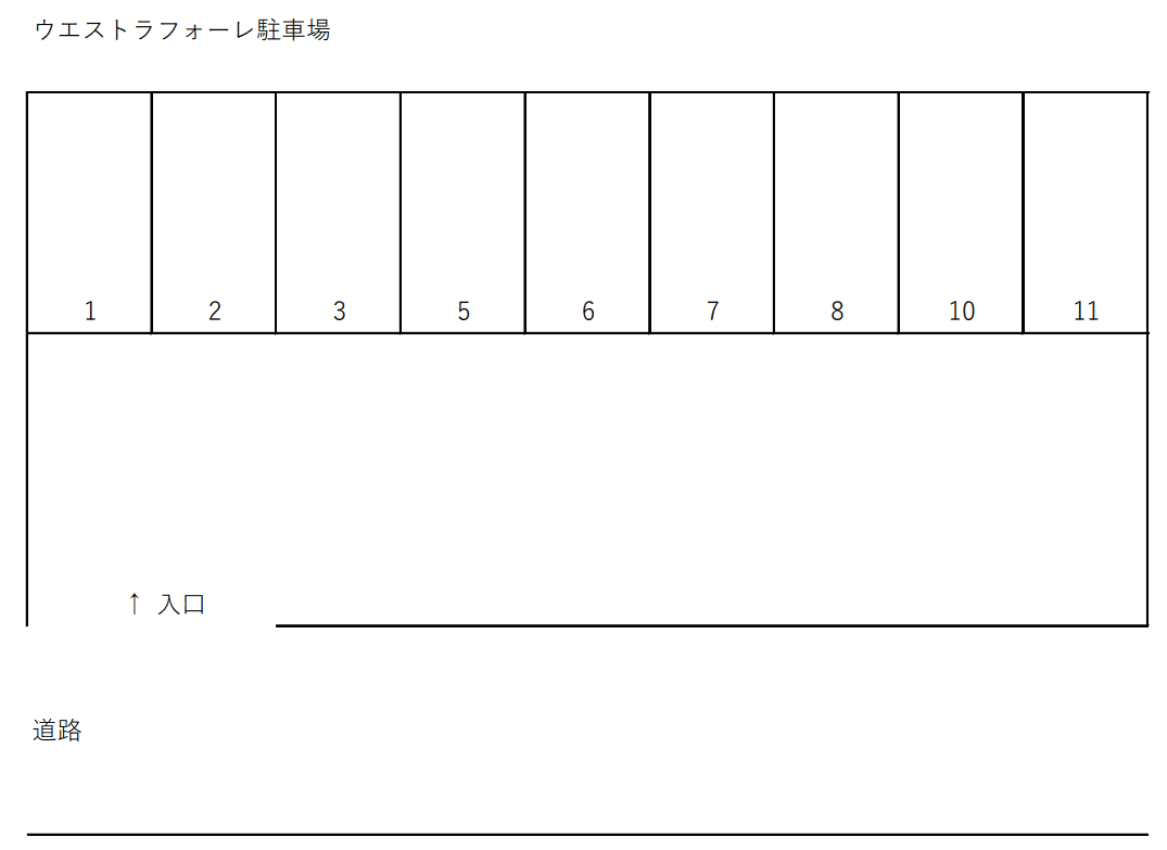 ウエストラフォーレ駐車場の駐車配置図