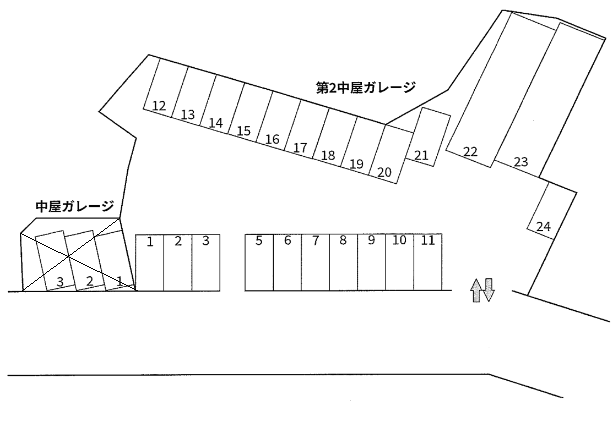 第２中屋ガレージの駐車配置図