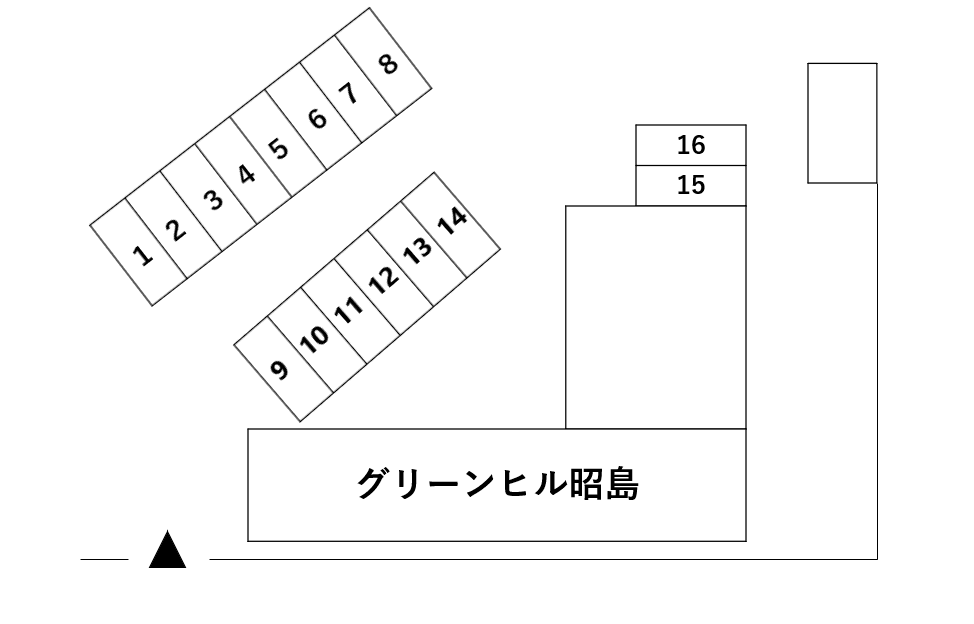 グリーンヒル昭島の駐車配置図