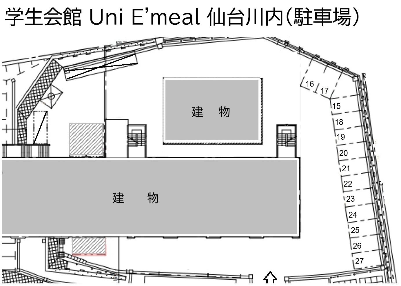 学生会館 Uni E'meal 仙台川内（駐車場）の駐車配置図