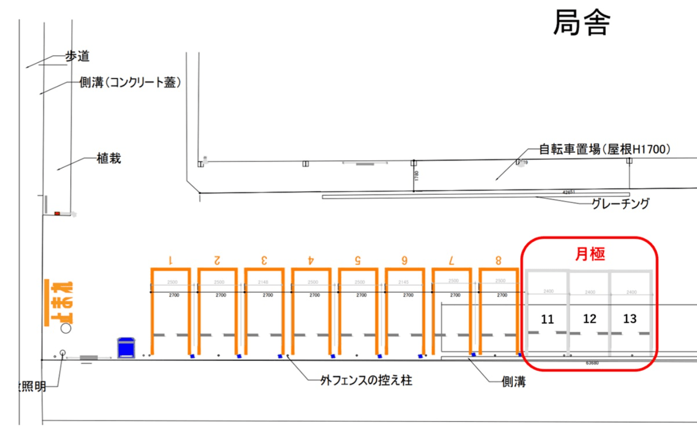 山形薬師町第1駐車場の駐車配置図
