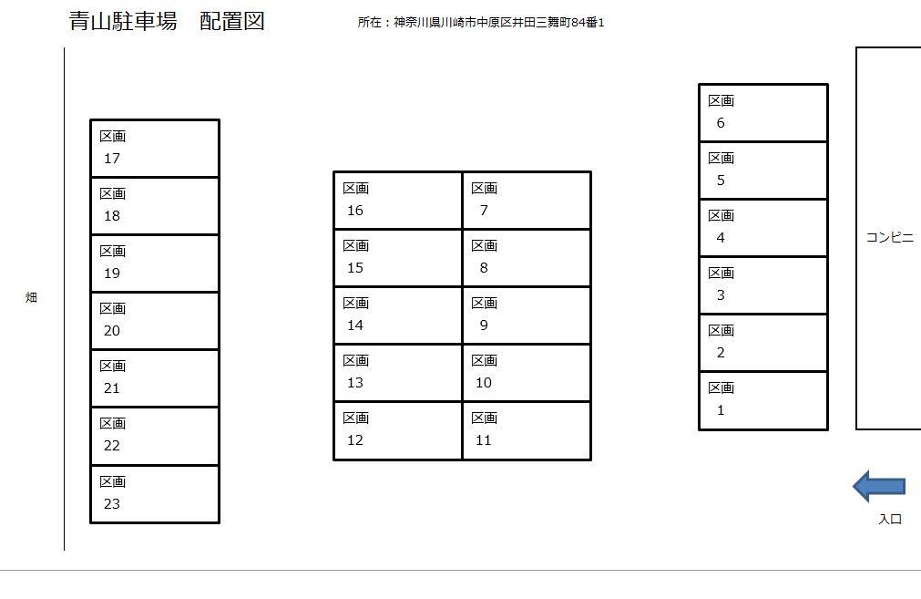 青山駐車場の駐車配置図