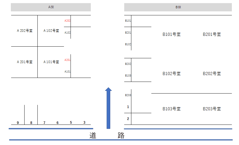 水巻クリーンハイツの駐車配置図