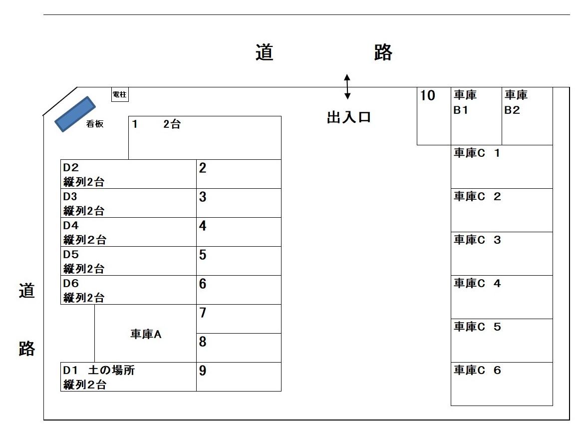 中島町3丁目　山下　弘駐車場の駐車配置図