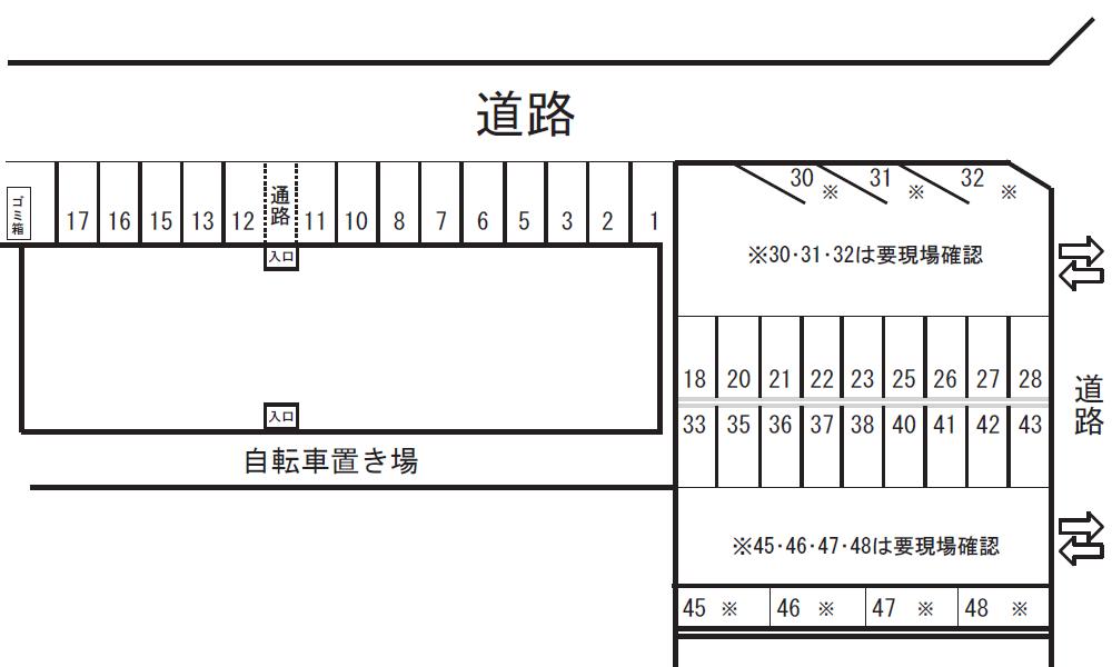 AKビレッジ月極駐車場の駐車配置図