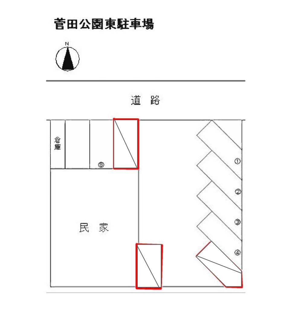 菅田公園東駐車場の駐車配置図