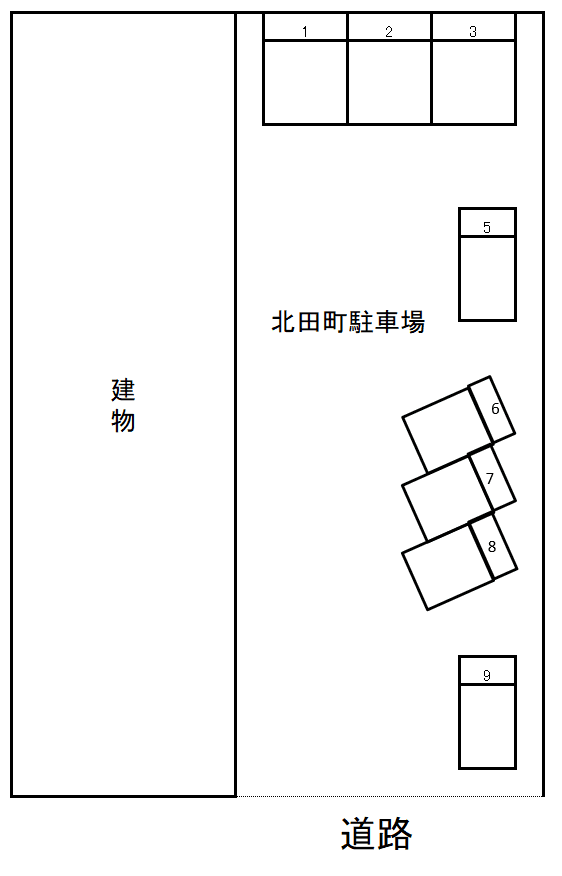 北田町駐車場の駐車配置図